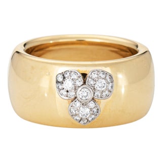 C2000 Vintage Tiffany & Co Ring France 5.5 Diamond Flower Band 18k Ring Platinum For Sale