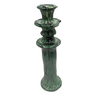 Moroccan Tamegroute Glazed Candlestick Holder For Sale