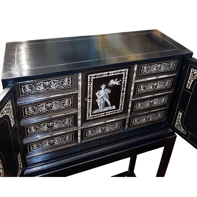 19th Century Italian Ebonized Cabinet With Inlaid Fitted Interior For Sale - Image 10 of 13