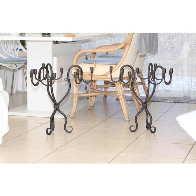 Vintage Hand-Wrought Iron Sculptural Candelabra, Pair For Sale - Image 18 of 18