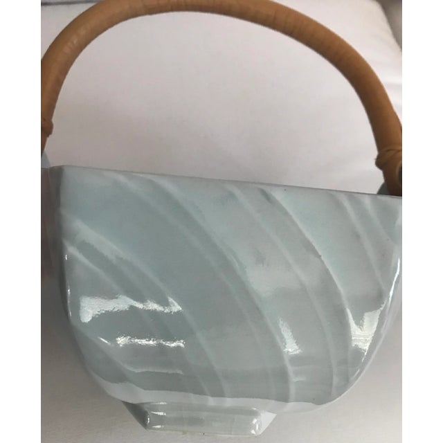 Contemporary 1984 Chalkley Signed Dated Ceramic Bowl With Bamboo Handle For Sale - Image 3 of 6