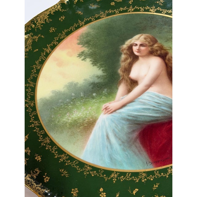 17.5" Theodore Haviland Limoges Vienna Style Portrait Charger, Solitude, c. 1900 For Sale - Image 11 of 15