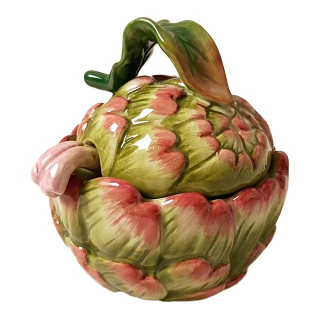 Fitz & Floyd Artichoke Sugar Bowl Ceramic Italian Food Art Table Decor Medditerian Tableware Condiment Dish Grandmillenial For Sale