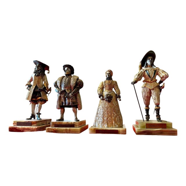 Birmingham Mint British Monarchs Bronze Figures by Anna Danesin, 1980s, Set of 4 For Sale