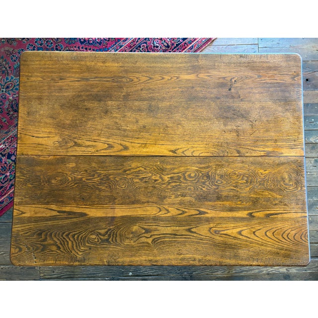 Antique Oak Small Dining Table With Turned Legs Slight Eastlake Styling For Sale - Image 9 of 10
