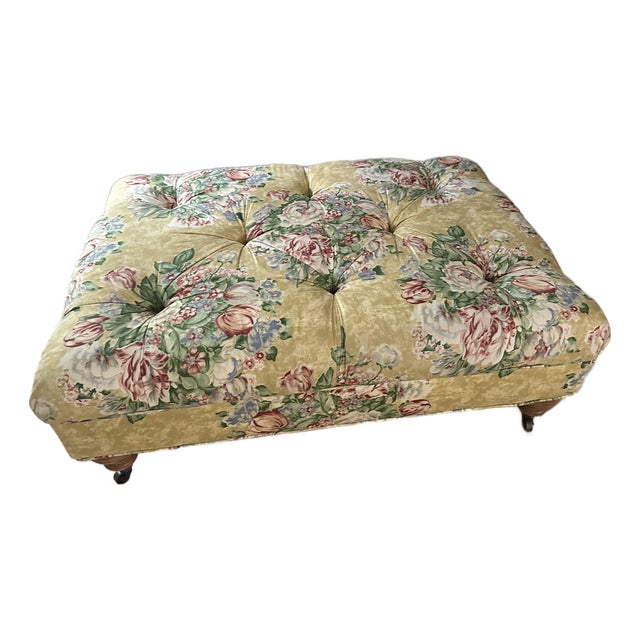 1990s Ethan Allen Tufted Ottoman For Sale