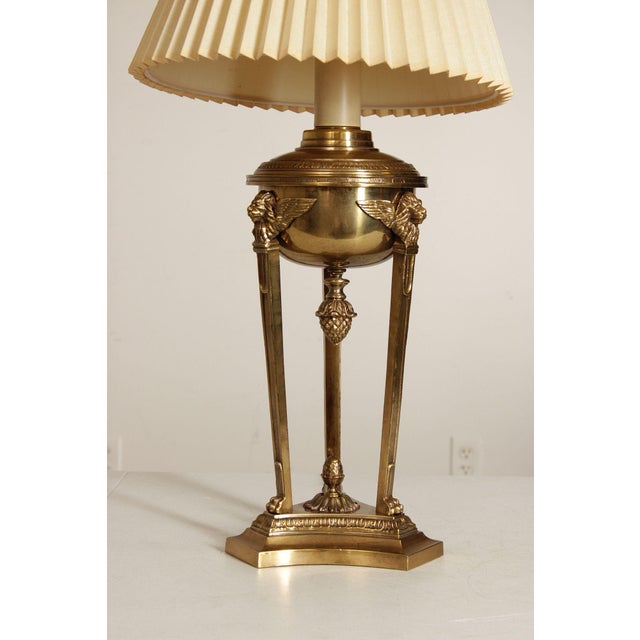 Late 20th Century Empire Style Vintage Brass Table Lamp For Sale - Image 5 of 12