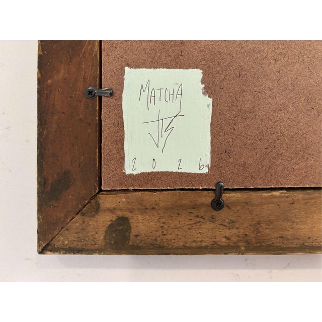 “Matcha" Abstract Art in Antique Frame, Transitional Living Room Art by JTS For Sale - Image 9 of 10