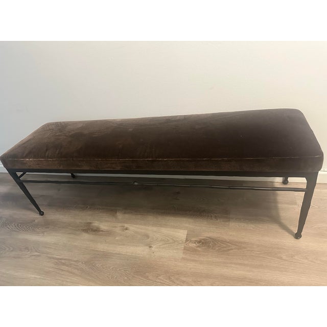 French Athena Calderone Velvet Bench For Sale - Image 3 of 9