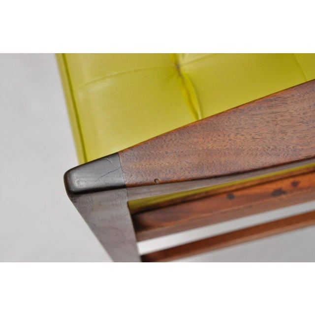 Vintage Ray Zimmerman for Dux Sculpted Walnut Green Vinyl Club Lounge Arm Chair For Sale - Image 13 of 18
