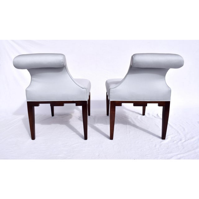 Wood Baker Furniture Castle Corner Chairs, Walnut, Upholstery, Modern Usa For Sale - Image 7 of 11
