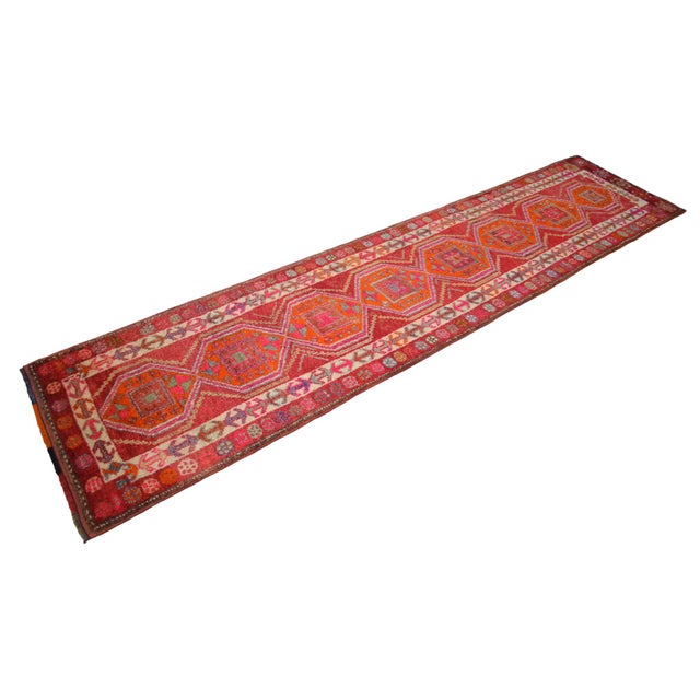 1940s Kurdish Runner Rug. Hand-Knotted Tribal Halway Rug - 2′9″ × 11′10″ For Sale - Image 5 of 12