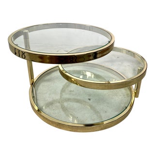 1970s Milo Baughman Style Three Tiered Swivel Coffee Table For Sale