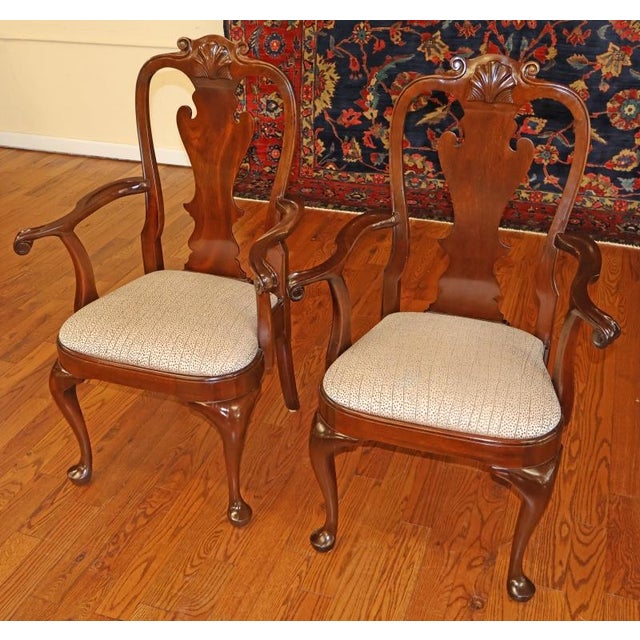 1990s Set of 8 Stickley Mahogany Philadelphia Queen Anne Style Slip Seat Dining Chairs For Sale - Image 14 of 17