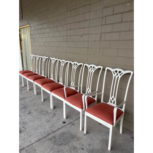 Italian Vintage Italian White Lacquer Dining Chairs- Set of 8 For Sale - Image 3 of 12