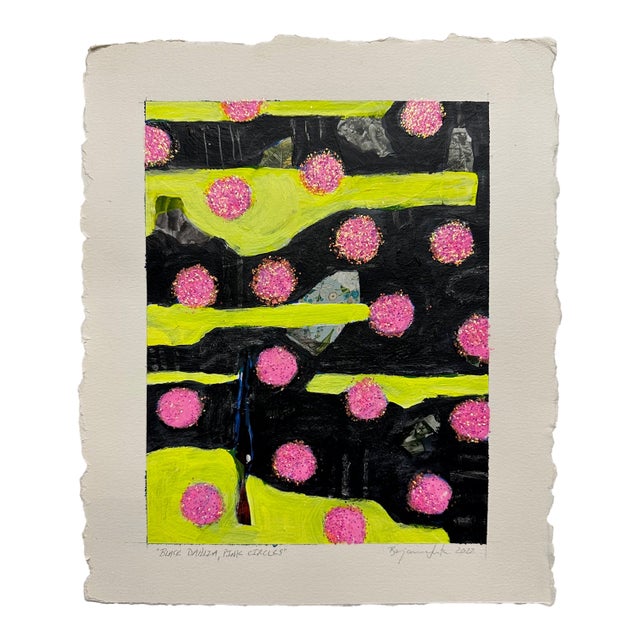 Black Dahlia, Pink Circles, Original Painting by Ben Junta For Sale