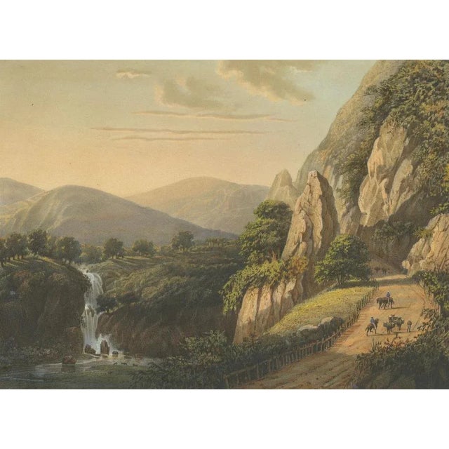 Mountain Road and Waterfall in the Tengger Range, 1872, Java Lithograph For Sale - Image 4 of 10