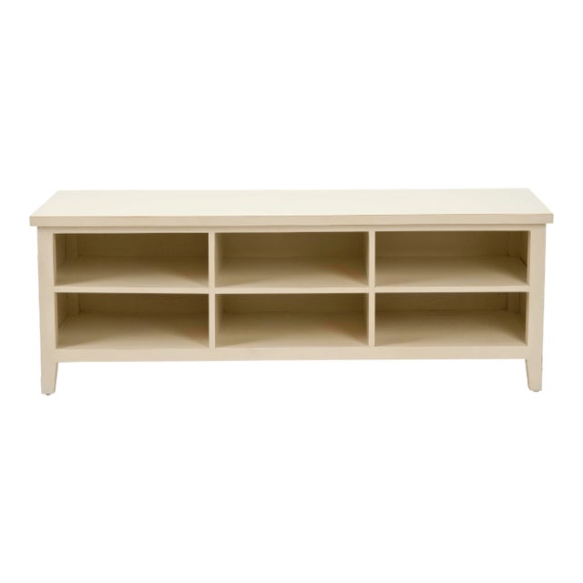 Low Bookshelf in Shady White For Sale