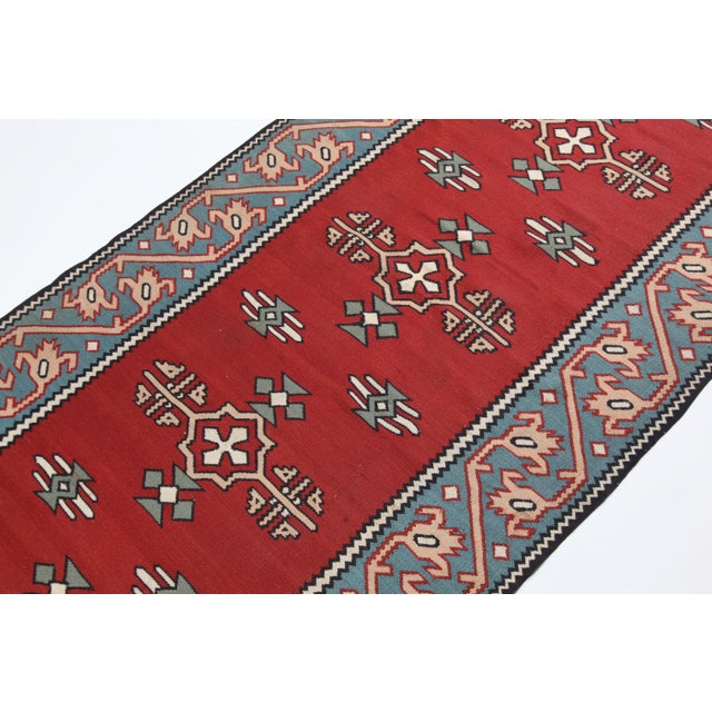 Fine Quality Handwoven Vintage Kilim Runner – Geometric Tribal Motifs -3' X 10' 6'' For Sale - Image 11 of 13