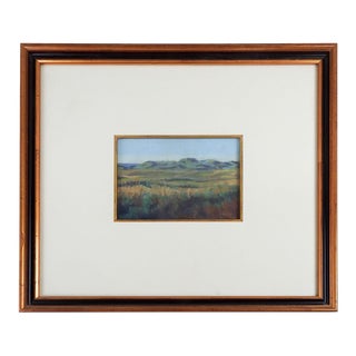 Impressionist Grassland Mountain Landscape Pastel Painting For Sale