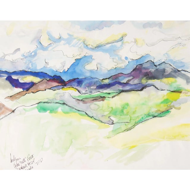 A 1967 watercolor and ink painting by the American artist Harry Hilson (1935-2004). Signed and dated to the lower left,...