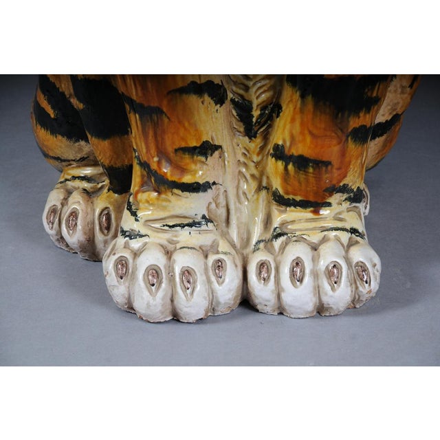 Large Italian Hollywood Regency Ceramic Tiger, 1970s For Sale - Image 10 of 18