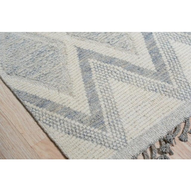 9x13 Ivory Hand-Knotted Wool Diamond Chevron Geometric Modern Carpet Rug For Sale In New York - Image 6 of 9