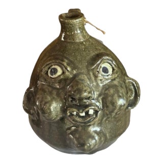 Face Jug by Grace Nell Hewell Born 1933 Died 2016 From Gillsville, Ga. For Sale