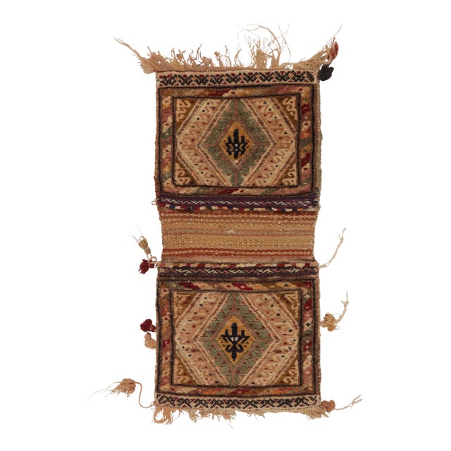 Vintage Saddle Bag Rug With Tribal Geometric Patterns - Rug & Kilim For Sale