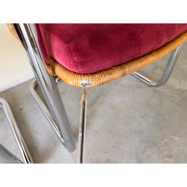 Mid Century Modern Harvey Probber Style Chrome & Cane Cantilever Arm Chairs - A Pair For Sale - Image 17 of 18