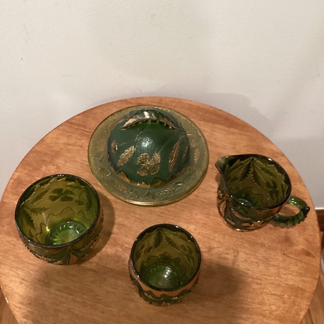 Antique EAPG Table Set in American Beauty Pattern This beautiful table setting is perfect for any tea or coffee lover. The...