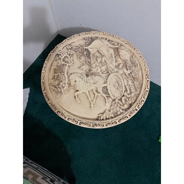 Vintage 1960s Asian Faux-Ivory Resin Opium Side Table - Intricate Relief Carving For Sale In Louisville - Image 6 of 11