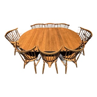 Ethan Allen by Baumritter Solid Maple Dining Set | 8 Chairs | Original Hand-Fitted Leaves & Pads For Sale