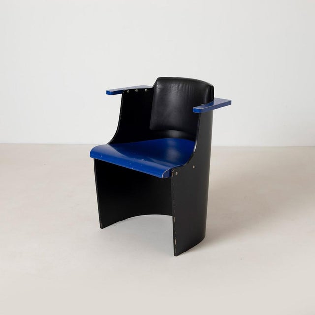 Bauhaus D61 Black and Blue Chair by El Lissitzky for Tecta, 1970s For Sale - Image 10 of 10