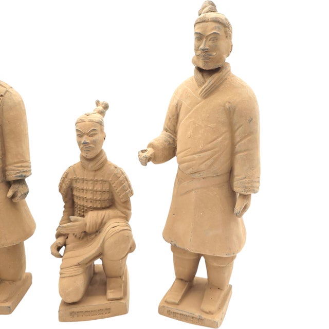 Vintage Lintong Museum Terracotta Warriors 5 Piece Boxed Replica Set 12" For Sale - Image 10 of 18