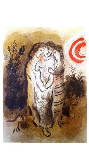 Marc Chagall - The Bible - Naomi and her daughters-in-law - Original Lithograph 1960