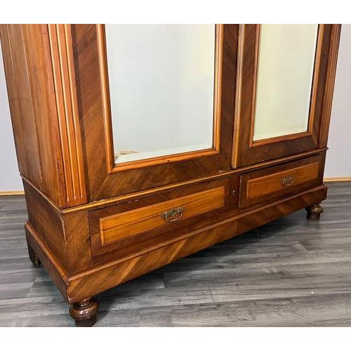 Glass French Carved Mirrored Wardrobe For Sale - Image 7 of 18