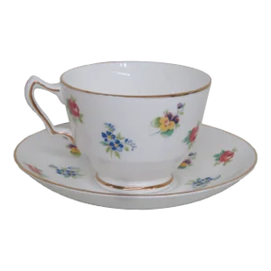 Staffordshire Crown Flowers Design Bone China Tea Cup and Saucer Set