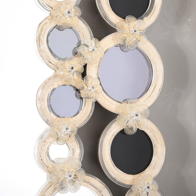 Modernist Hand-Blown Murano Glass Mirror W/ Gold Fleck Applique Border Detailing For Sale - Image 17 of 18