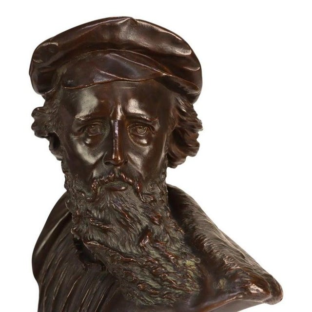 Metal German Otto Gradler Patina Bronze Sculpture of Rembrandt, Signed, C1881 For Sale - Image 7 of 11