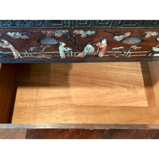 1900 - 1909 1900s Antique Chinese Inlaid Stone Camphor Wood Chest of Drawers For Sale - Image 5 of 12
