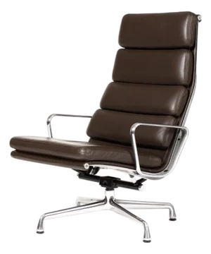 Vintage Mid Century Herman Miller High Back Soft Pad Lounge Chair — Charles Eames — Brown Leather