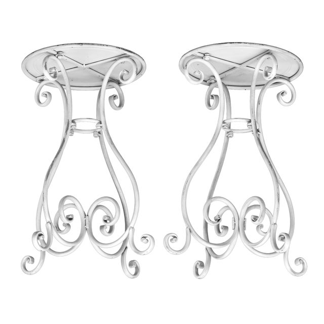 1990s Pr. Vintage Metal Garden Pedestals For Sale - Image 5 of 12