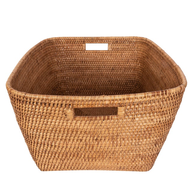 Artifacts Saboga Home Family Basket with Cutout Handle in Honey Brown For Sale - Image 12 of 13