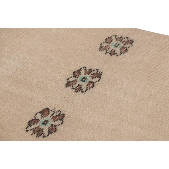 Vintage Turkish Runner, Beige With Brown and Blue Floral Design - Rug & Kilim For Sale In New York - Image 6 of 7