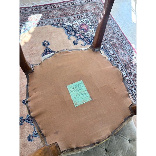 Five Vintage French Louis XV Style Chairs With Matching Stool For Sale - Image 9 of 11
