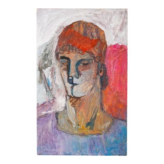 1970s Vintage Drawing Abstract Contemporary Modern Portrait of a Face by E. J. Hartmann For Sale