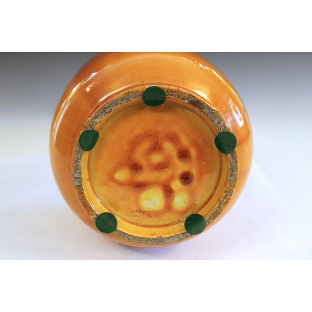 Vintage Awaji Pottery Dragon Vase Japanese Arts Crafts Yellow Monochrome 18" For Sale In New York - Image 6 of 9