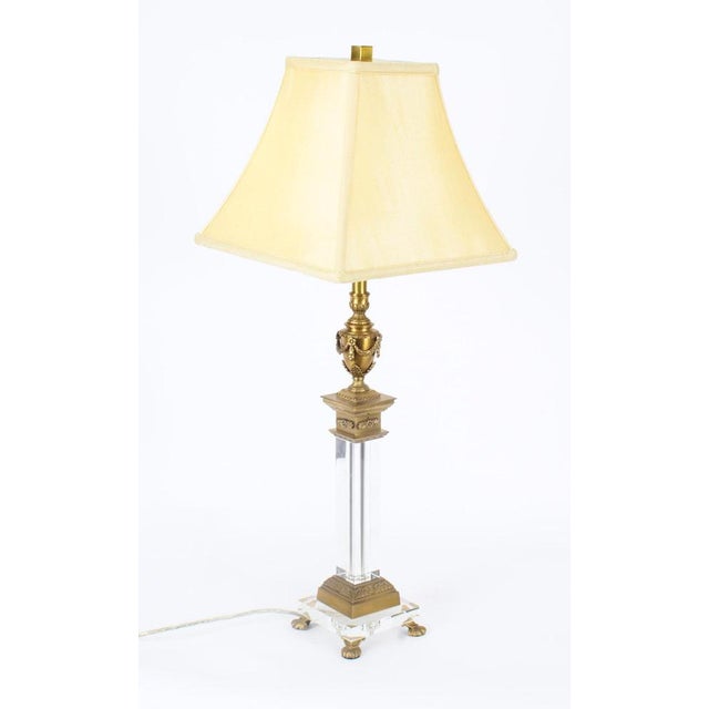 Corinthian Column Ormolu & Glass Table Lamps, Mid-20th Century, Set of 2 For Sale - Image 9 of 18