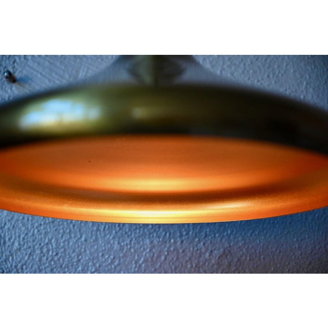 1960s Space Age Pendant Light in Brushed Brass with Copper Interior, 1970s For Sale - Image 5 of 15